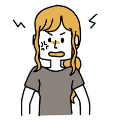 イライラしている若い女性のイラスト