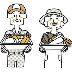 笑顔で野菜をお届けする生産者の夫婦