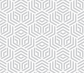 Abstract geometric pattern with stripes, lines. Seamless vector background. White and gray ornament. Simple lattice graphic design.