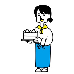 ケーキを作っているパティシエのイラスト