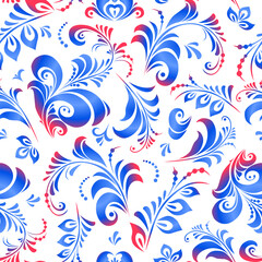 Gzhel, Russian folk painting, seamless pattern. Ornament.