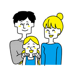 Obraz na płótnie Canvas 笑顔の三人家族のイラスト