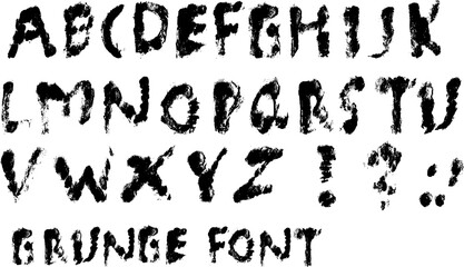 grunge style hand painted font, headline font, vector art, letters isolated and grouped