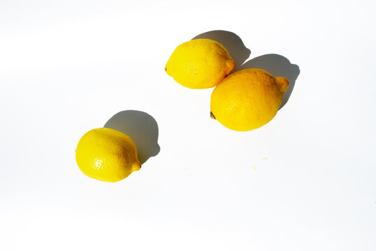 Group of lemons high contrast against white background, graphic resource