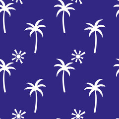 Fototapeta na wymiar Seamless pattern with palm trees and the Sun.