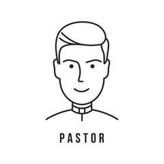 Priest character. Holy Father. Black and white icon.