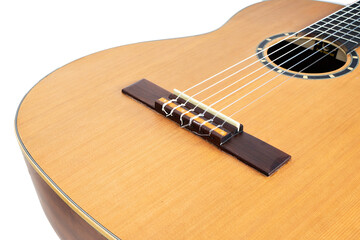 Fototapeta premium wooden acoustic guitar isolated over white background