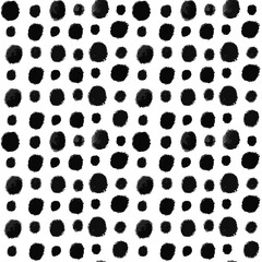 Abstract minimalist seamless pattern with hand drawn grunge black ink textured dots splash. Vector minimal monochrome black and white background with noise circles