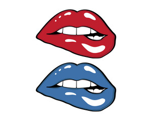 Blue Red Sexy Lips Elements
