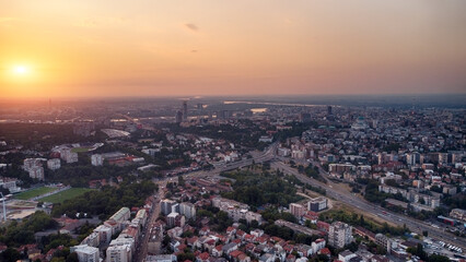 Drone view of Belgrade, capital of Serbia.