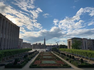 The famous hill, mount of the Arts (Mont des Arts) tourists attraction at the city centre of Brussels. Bruxelles, Brussels Capital Region, Belgium.