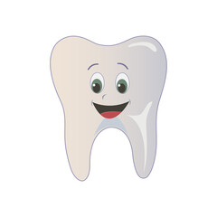 Cheerful, happy tooth. Illustration isolated on white background.
