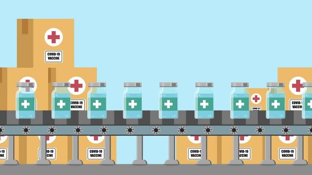 Graphic animation - COVID-19 Vaccine on production line