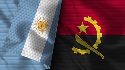 Angola and Argentina Realistic Flag – Fabric Texture 3D Illustration
