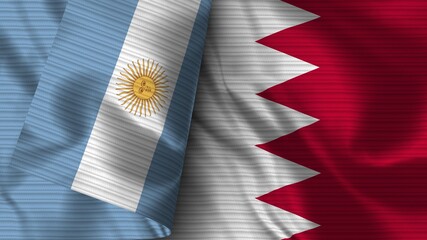 Bahrain and Argentina Realistic Flag – Fabric Texture 3D Illustration