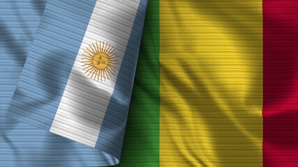 Mali and Argentina Realistic Flag – Fabric Texture 3D Illustration