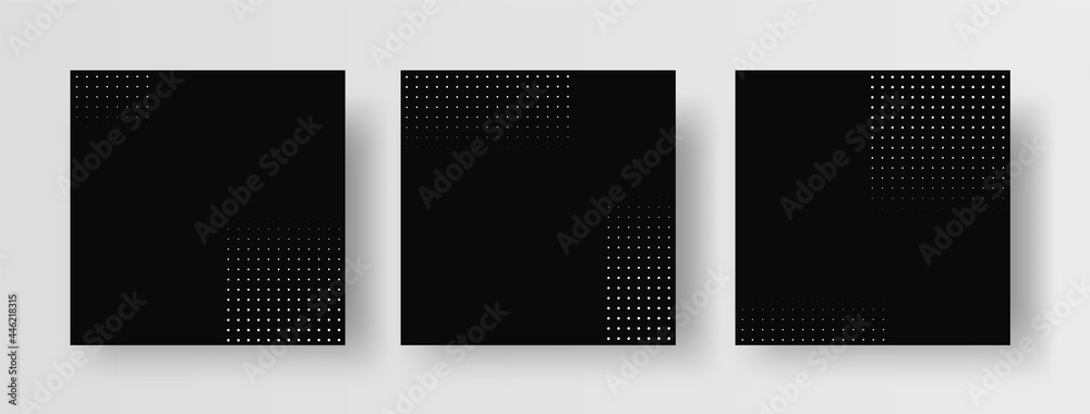 Wall mural modern halftone background set. collection of abstract halftone backgrounds on square banners for in