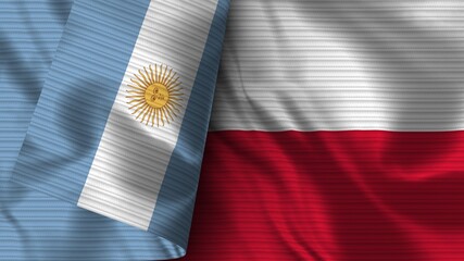 Poland and Argentina Realistic Flag &ndash; Fabric Texture 3D Illustration