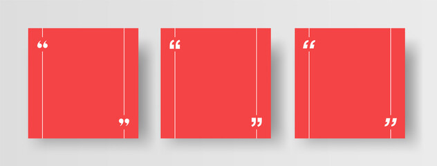 Quote Frames Template Set. Collection of Blank Frame Templates for Quotes. Isolated on Square Banner Background for Social Media Post.