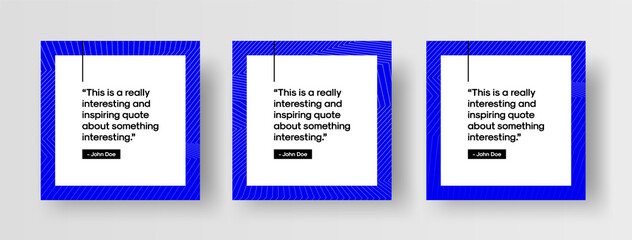 Set of Modern Social Media Post Template Designs for Quotes. Quote Frame Templates for Motivational or Inspirational Quote Social Media Posts. Text Box Isolated on Abstract Background.