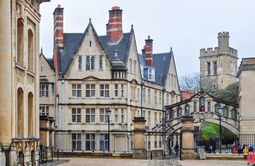Medieval architecture and bridge of Sighs (Hertford bridge), Oxford, UK