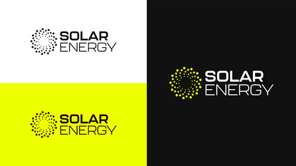 Solar Energy Logo Design Vector. Abstract Logo Concept Template for Solar Energy Power Company with Abstract Sun Icon. - 446218969