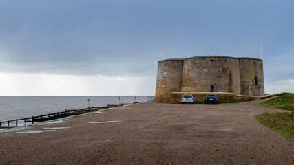 Fototapeta na wymiar The historic naval Martello Tower at Aldeburgh, Suffolk, UK