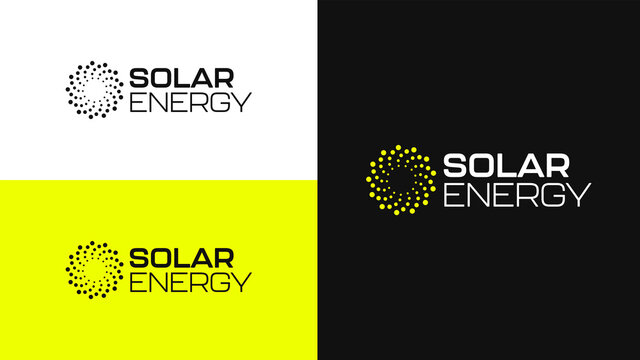 Solar Energy Logo Design Vector. Abstract Logo Concept Template For Solar Energy Power Company With Abstract Sun Icon.