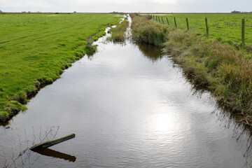 A rural farmland irrigation channel