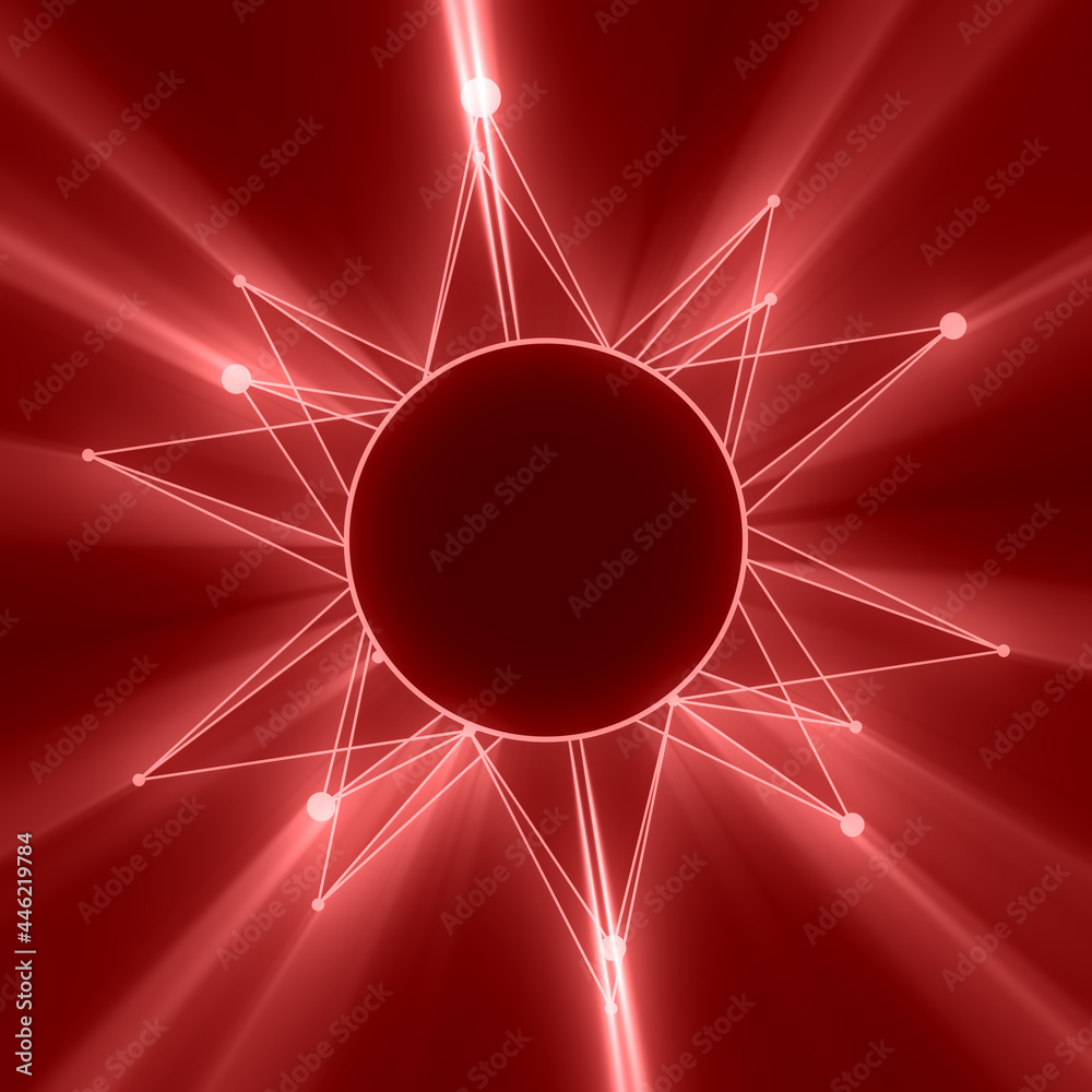 Wall mural abstract star shape geometry form with shining rays