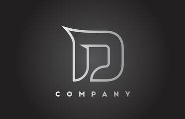 D creative grey gradient alphabet letter logo for business template. Professional design icon for lettering and identity