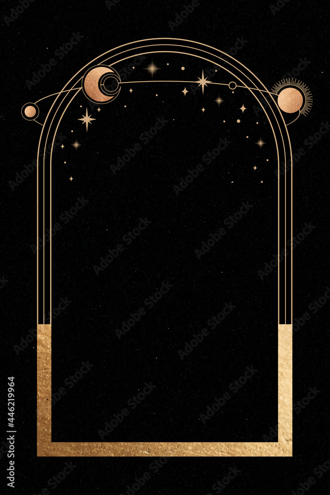 Wall mural mystical golden frame on black background vector