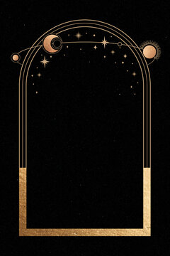 Mystical Golden Frame On Black Background Vector