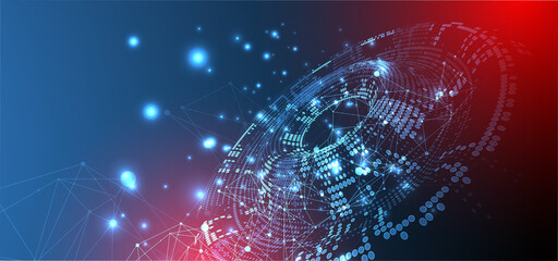 Halftone theme vector. Science abstract background with connecting dots and lines.