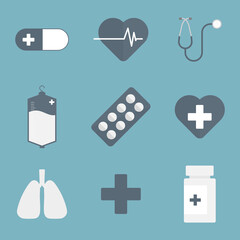 Medical and healthcare covid 19 icon vector collection vector