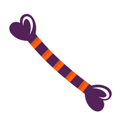 Striped bone decor for halloween is isolated on a white background. Vector illustration in cartoon style