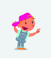  cartoon character of little boy on jeans pointing while arguing