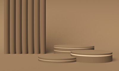 Obraz premium Brown podium. Geometric product stand.