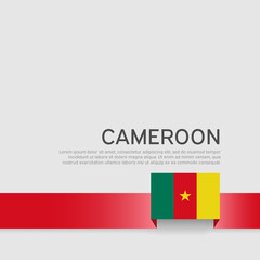 Cameroon flag background. State patriotic banner, cover. Ribbon color flag of cameroon on a white background. National poster. Vector tricolor flat design
