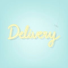 Delivery during coronavirus pandemic neon sign vector