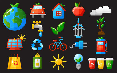 Ecology icons set vector illustration.