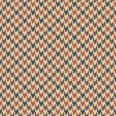 Pattern for dress, jacket, coat. Brown, beige, grey spring autumn winter tweed background vector graphic. Modern textured wool fashion design. Goose foot or dog tooth small pixel checks.