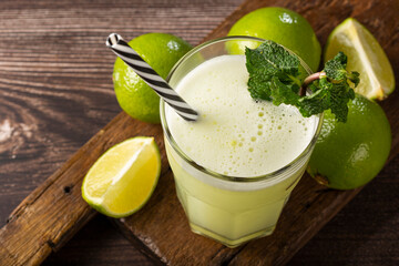 Refreshing lemonade with mint. Lemonade, summer drink.