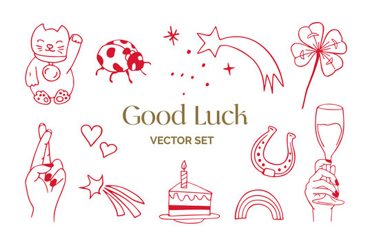 Good Luck Icon Vector Illustration Set