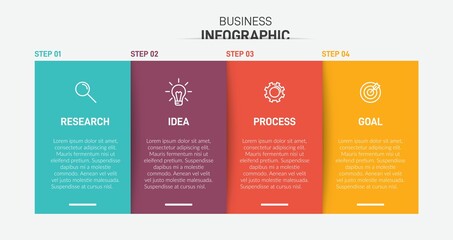 Infographic design with icons and 4 options or steps. Thin line vector. Infographics business concept. Can be used for info graphics, flow charts, presentations, web sites, banners, printed materials.