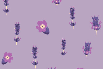 Purple lavender floral pattern vector background