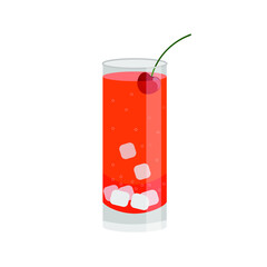 vector illustration of a cocktail with cherries and ice