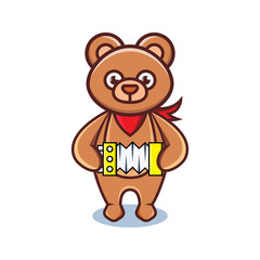 cartoon animal cute bear holding a accordion