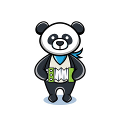 cartoon animal cute panda holding a accordion