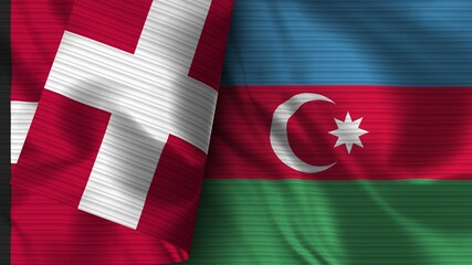 Azerbaijan and Denmark Realistic Flag – Fabric Texture 3D Illustration